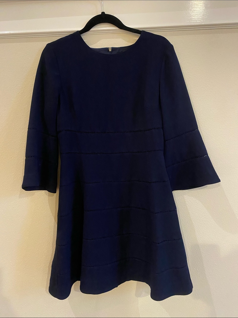Trina Turk Navy Long-Sleeve Fit-and-Flare Dress